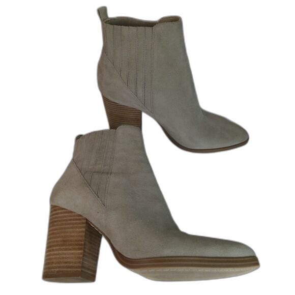 Marc Fisher Alva Suede Beige Pull On Bootie Ankle Height Pointed Toe Size 8.5 - Picture 7 of 10